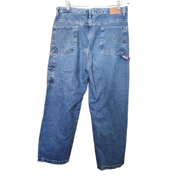 Vintage Tommy Hilfiger Wide Leg Carpenter Jeans Size 16 - Picture 3 of 9